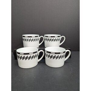 Studio Nova Drama Y0293 Black Geometric Pattern Flat Coffee Cup 6 Oz Set of 4